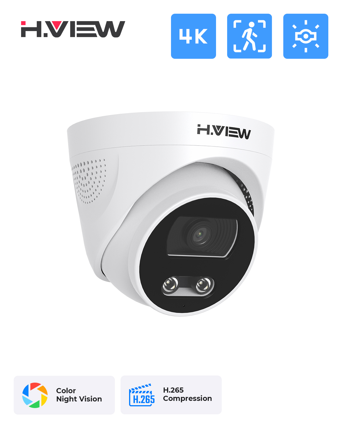 Home Security Ai - H.View 8Mp Poe Ip Camera Ai