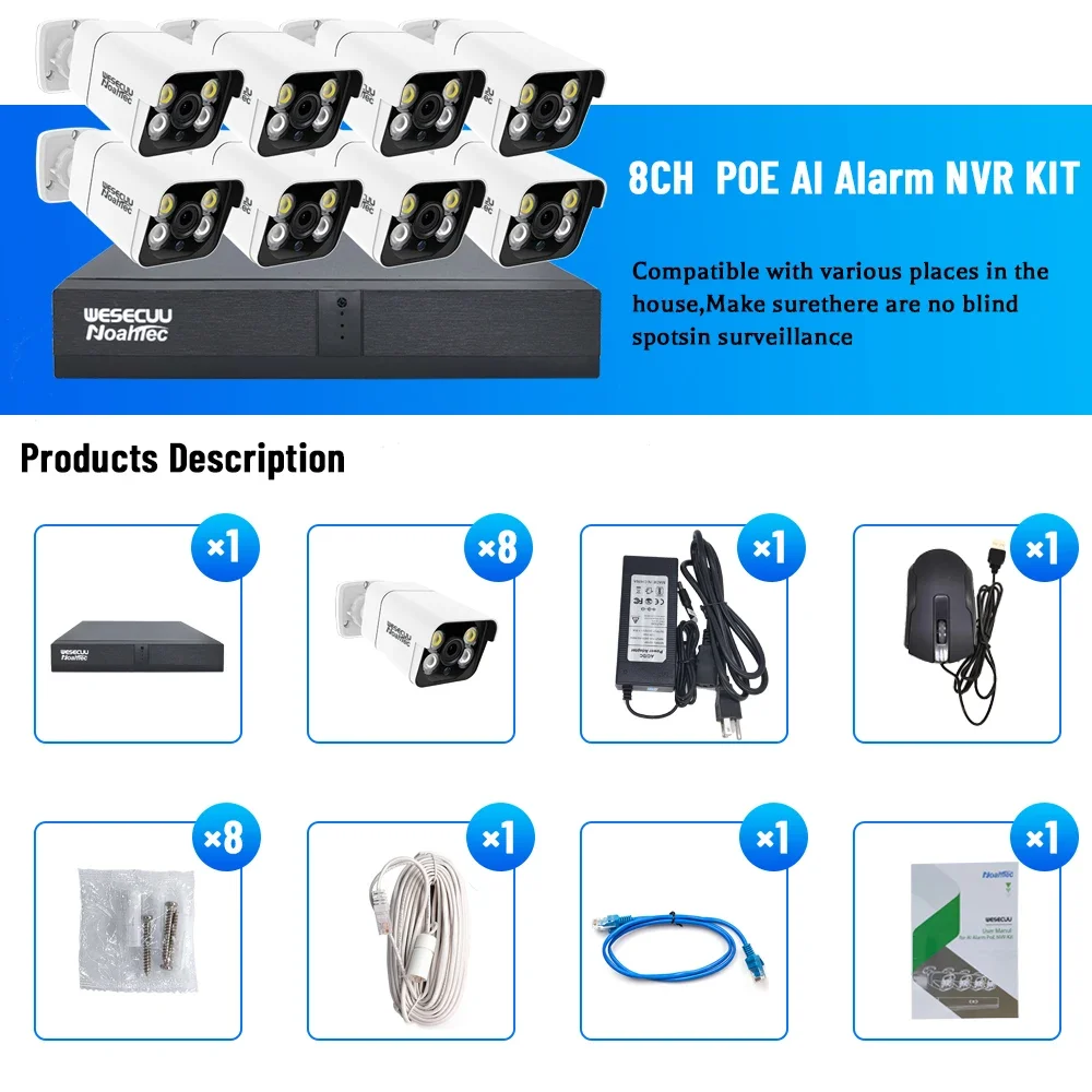 Home Security Ai - Kit Sistema di Videosorveglianza CCTV con