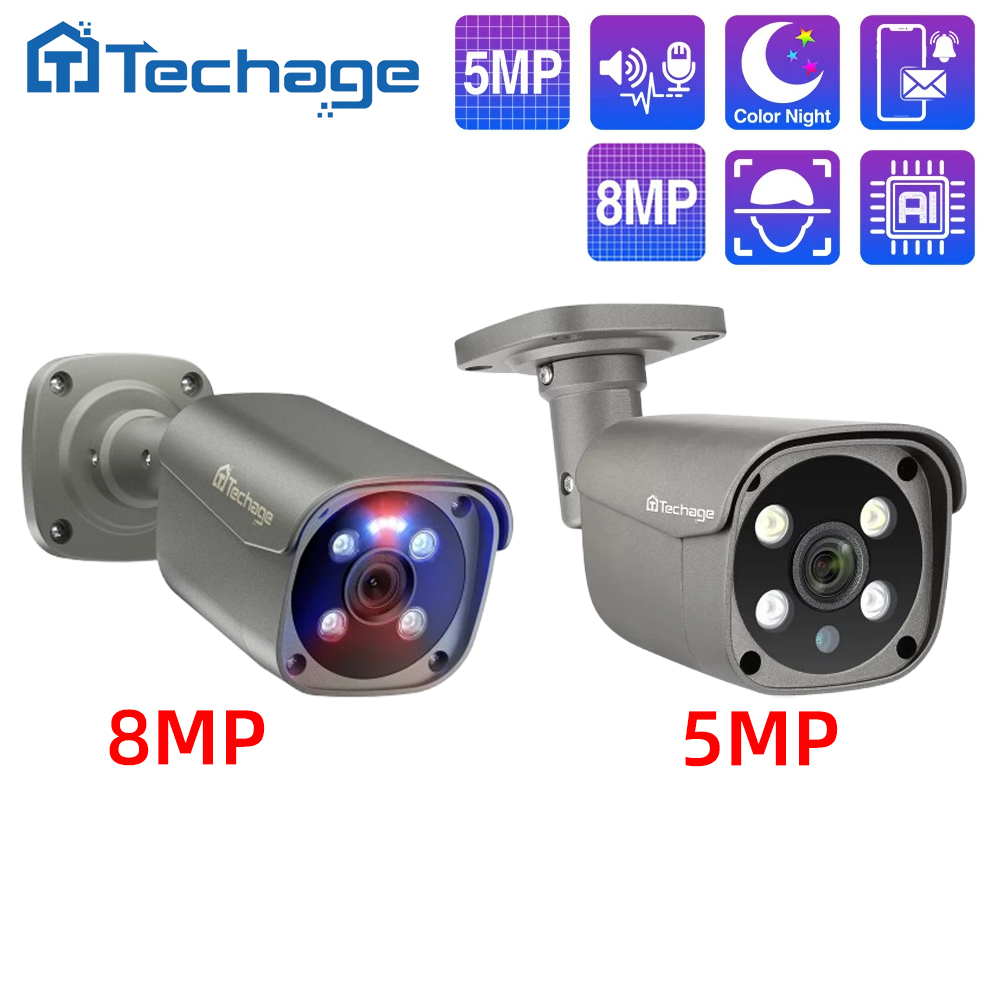 Home Security Ai - Techage 8MP 5MP 4MP POE Telecamera