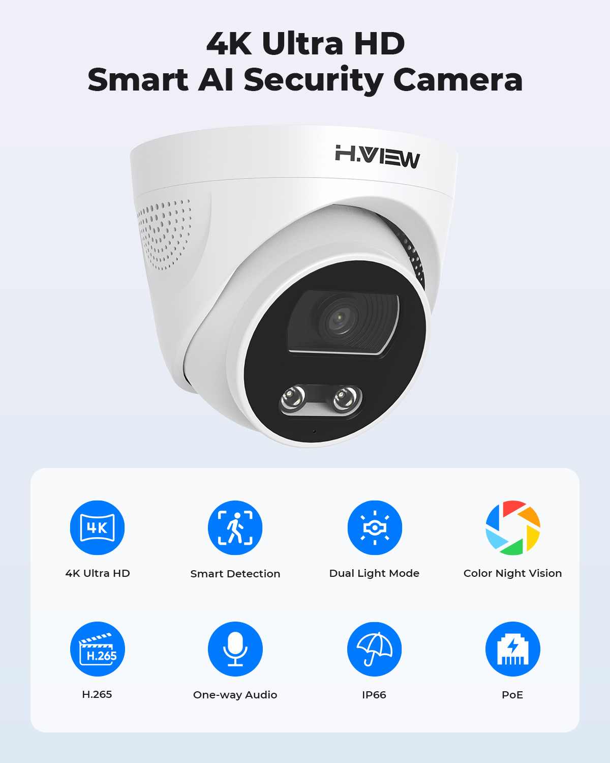 H.View 8Mp Poe Ip Camera Ai Fa - Home Security Ai recensione e prezzo